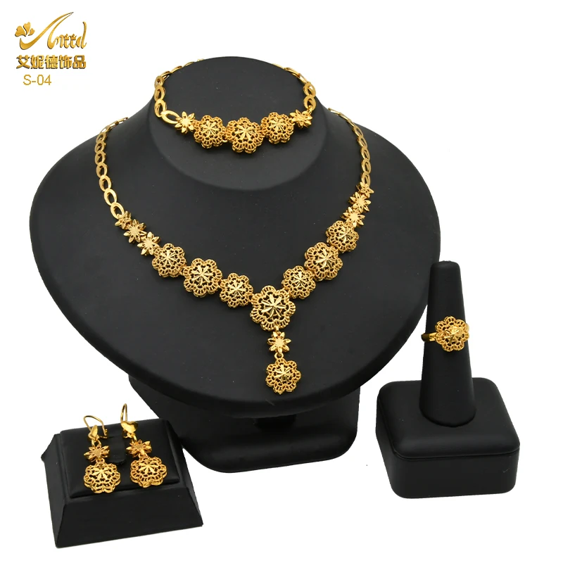 Bridal Jewelry Sets bridal jewelry sets ANIID Indian Bridal Jewelry Set Dubai Necklace Earrings For Women Wedding 24k Gold Color African Jwellery Bridesmaid Party Gift