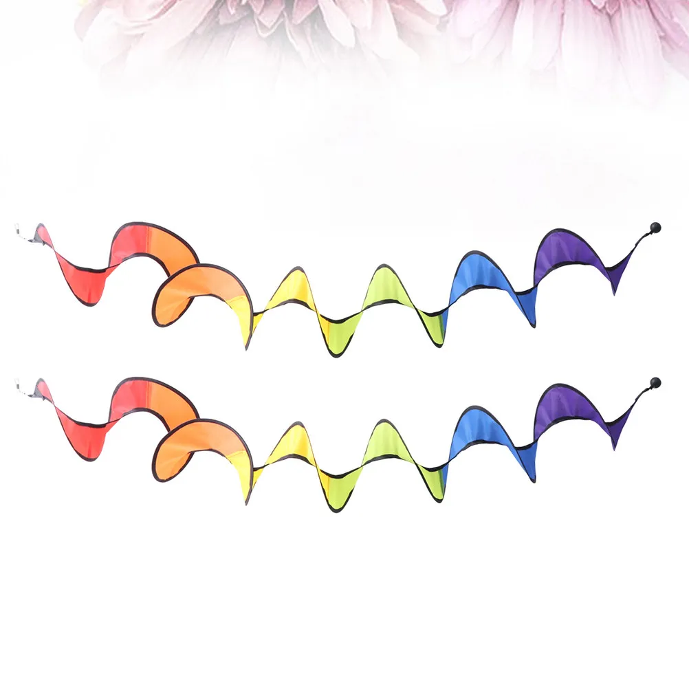 2개 세트 나선형 무지개 바람개비 회전식 풍차 정원 야외 마당 캠핑 장식 무지개 컬리 스피너