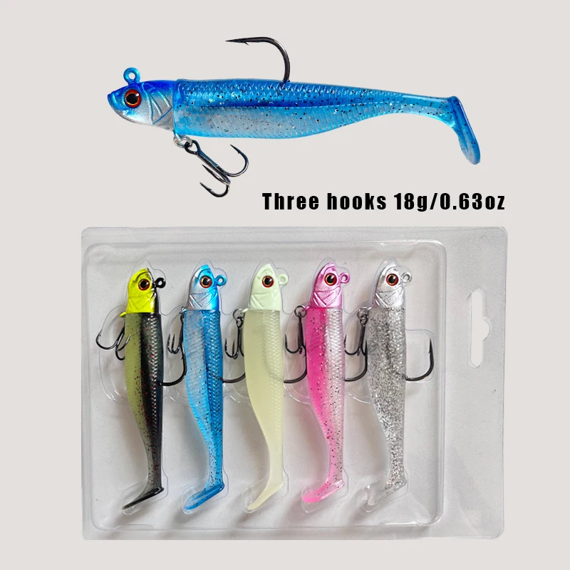 LUHANGT 5-teiliges Set Weiche Angelköder, Weicher Schwimmköder für Barsch-Angeln, Premium-Angelköder für Süß- und Salzwasser, Pesca – Detail 7