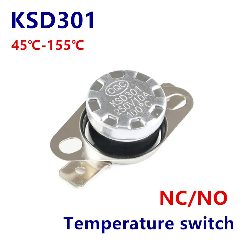 

KSD301 0C-350C Degree 10A 250V Normally Closed Open Temperature Switch Thermostat 45C 75C 85C 95C 105C 110C 150C 180C Degree