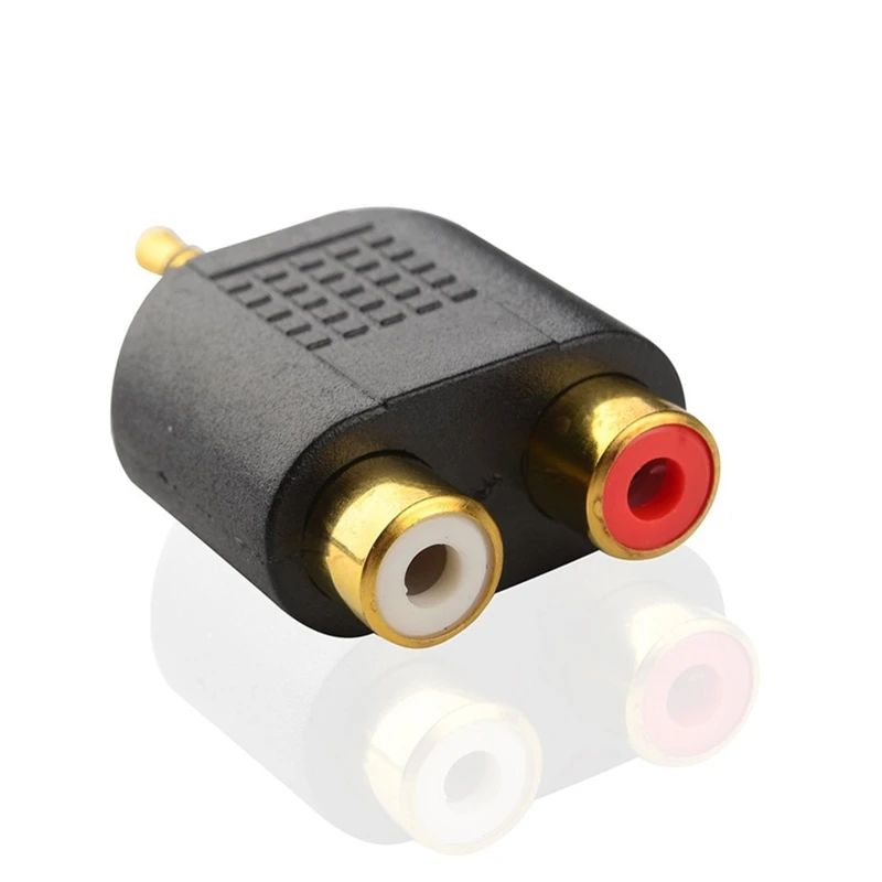 Conector adaptador que converte macho trilha 3,5 mm conector 2RCA RCA fêmea