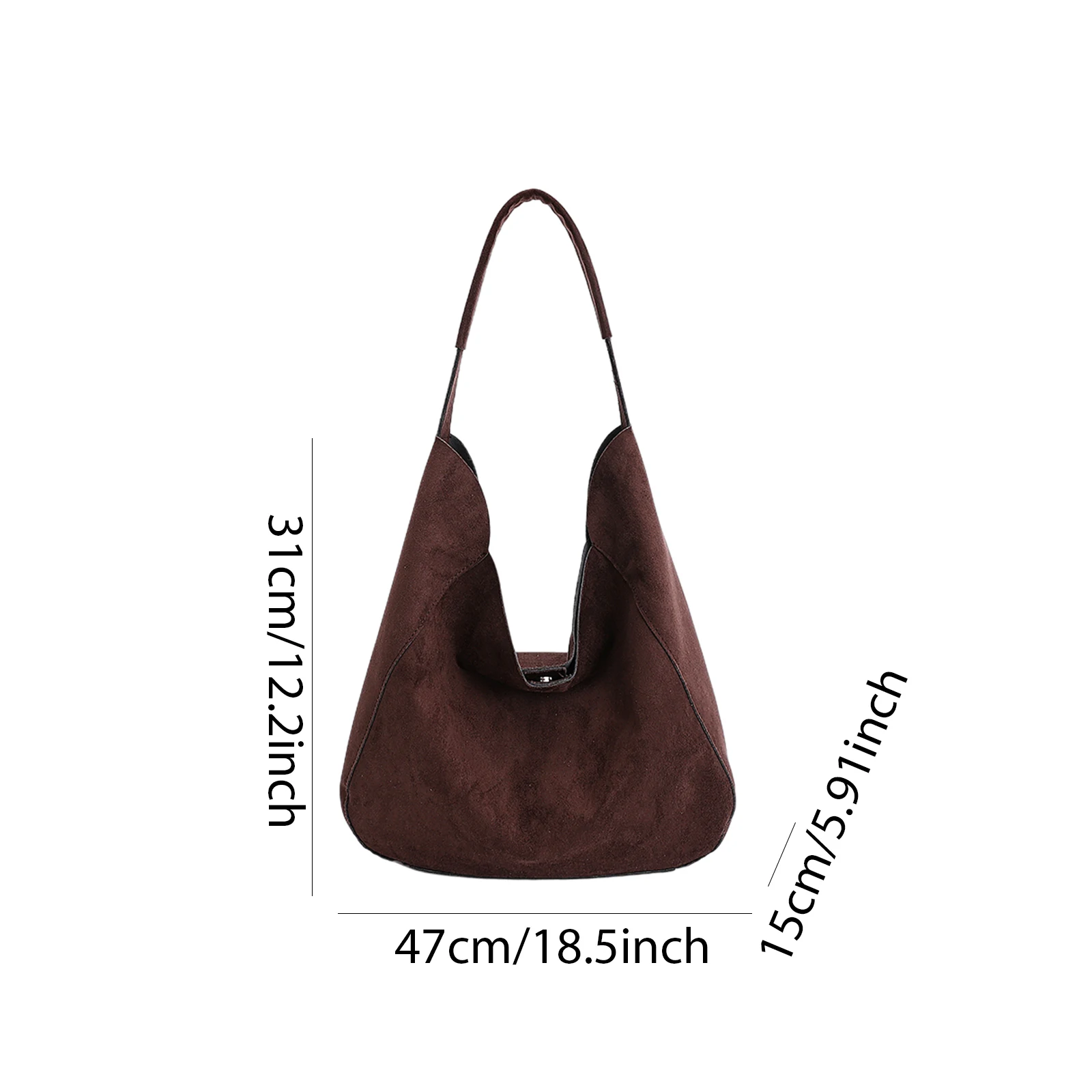 Retro Faux Suede Tote Bag Solid Color Outdoor Travel Bag Vintage Casual Commuter Bag for Girls Woman Birthday Gifts