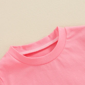 Children s Girls Birthday T-Shirts with Embroidered Letters Crew Neck Short Sleeves and Casual Summer Fashion Toddler Tops 4