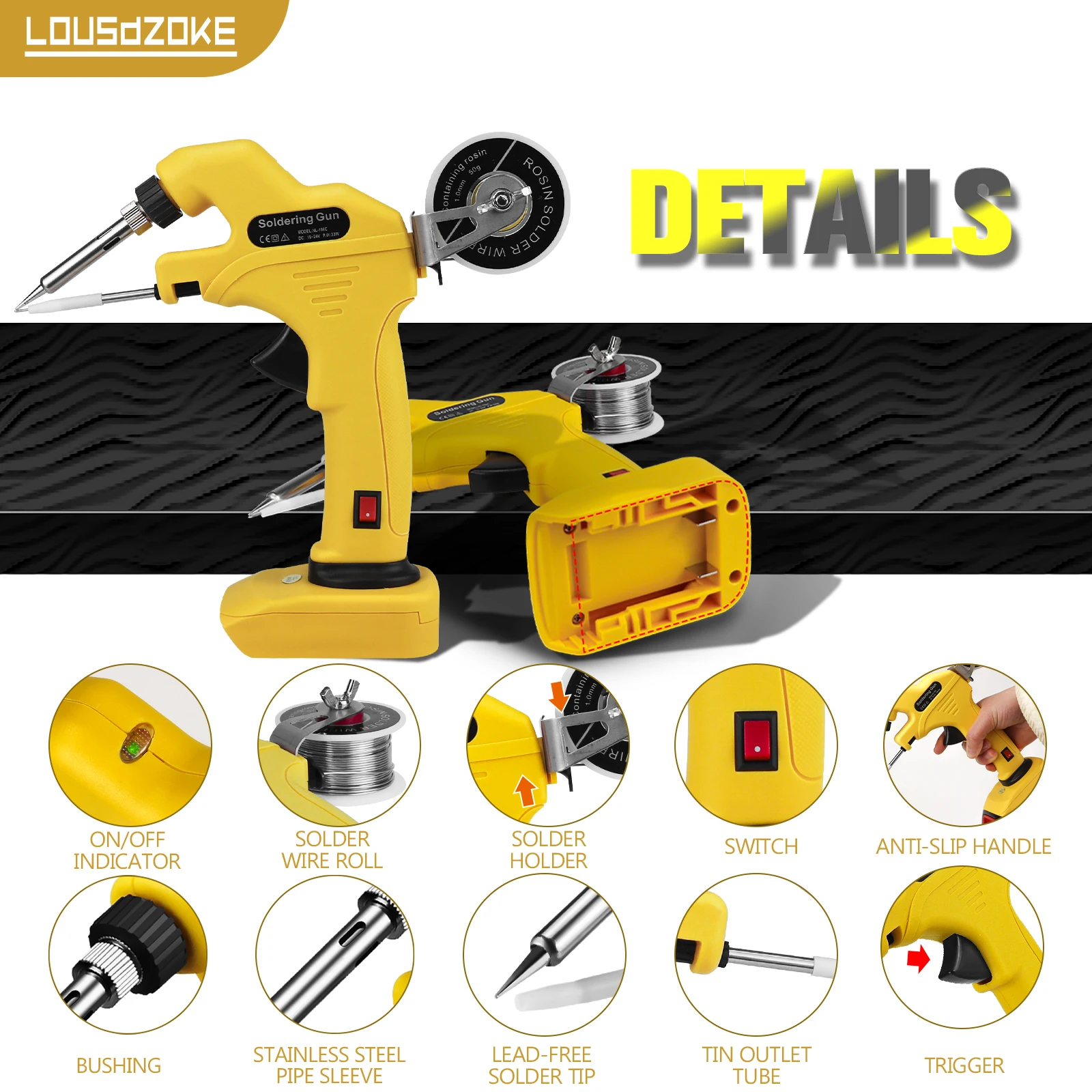 30W Cordless Soldering Iron Kit for Dewalt 20V Li-ion Battery 30s Quick Preheat Electric Welding Gun Repair Tool (No Battery) 2