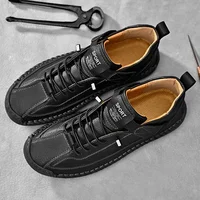 British Men's Shoes Luxury Brand Fashion Trend Soft Soled Loafers Flat Bottomed Breathable Summer Casual Versatile Lace Up Shoes