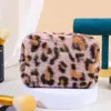 High-quality Plush Makeup Bag Leopard Print Large Capacity Toiletry Bag Portable Zipper Travel Organizer 5