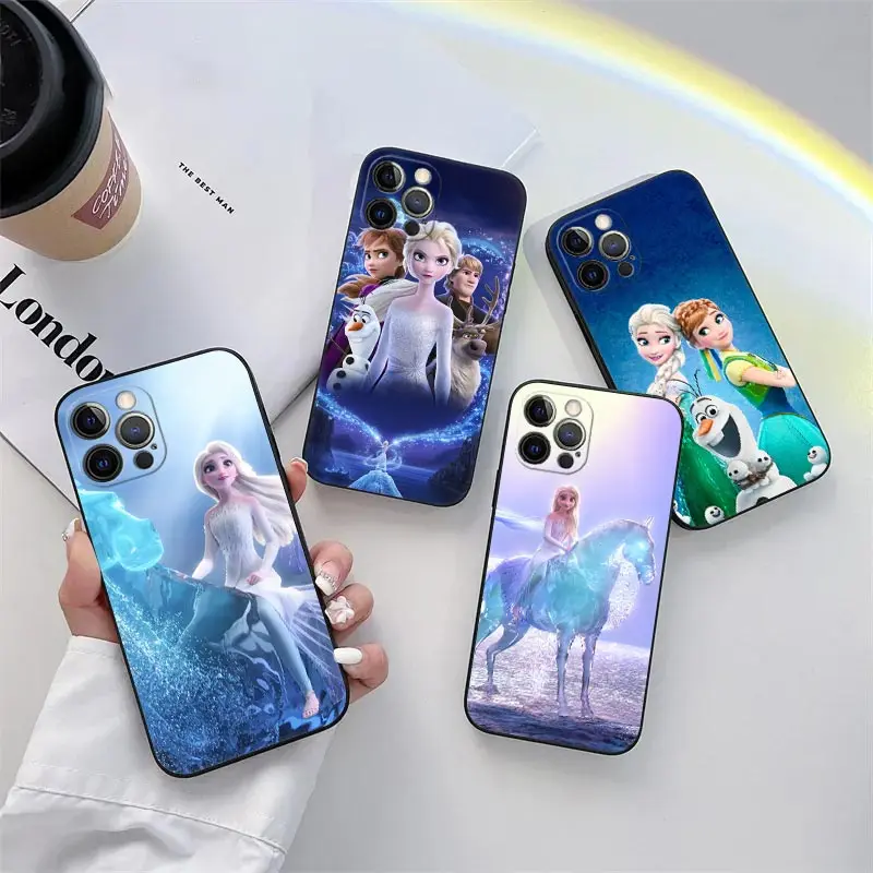 

Disney Elsa Frozen Princess Phone Case for iPhone 11 15 Pro Max Case Coque 14 Plus 13 Pro 12 11 X XS XR 8 SE 2020 TPU Soft Cover