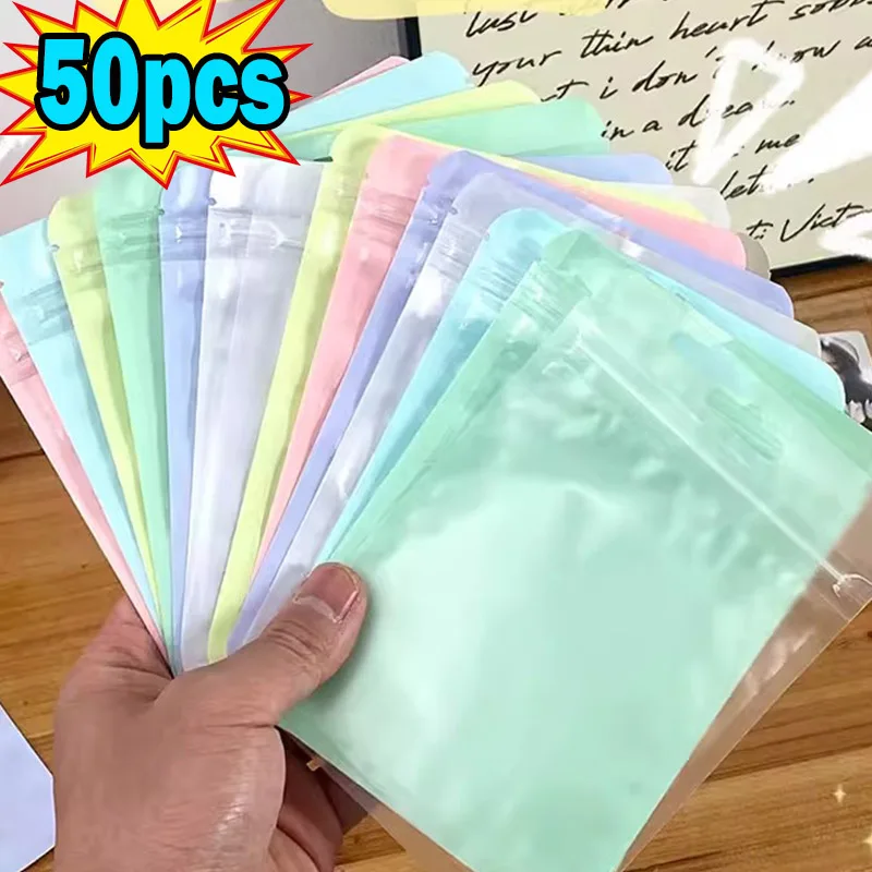 

10-50pcs Colorful Zip Bags Candy Colors Pouches Reclosable Jewelry Cookie Food Storage Bag Zipper Bags Clear Gift Packaging Case
