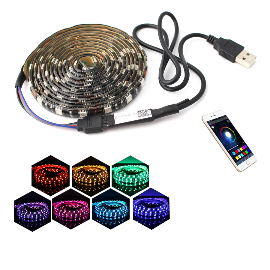 

Светодиодная лента, USB, RGB, 5 В, RGB 5050, 0,5 м, 1 м, 5 В