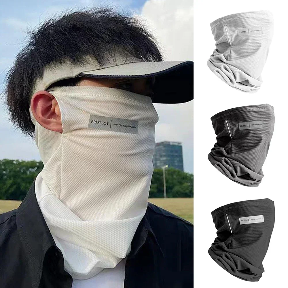 Outdoor UV Protection Ice Silk Mask Sunscreen Face Cover Neck Wrap Unisex Anti-UV Scarf Cycling UV Mask Ear Hanging Neck Scarves