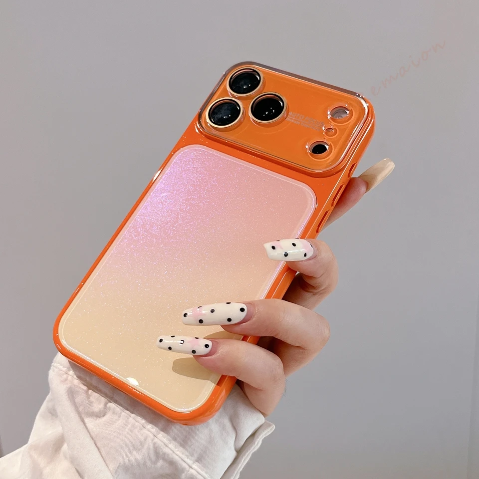 Glitter Tempered Glass Phone Case For Iphone Pro Max Shockproof_voghion.com