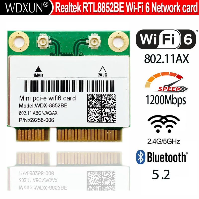 Wifi 6 realtek rtl8852be network card 1800mbps bt 5 0 dual band