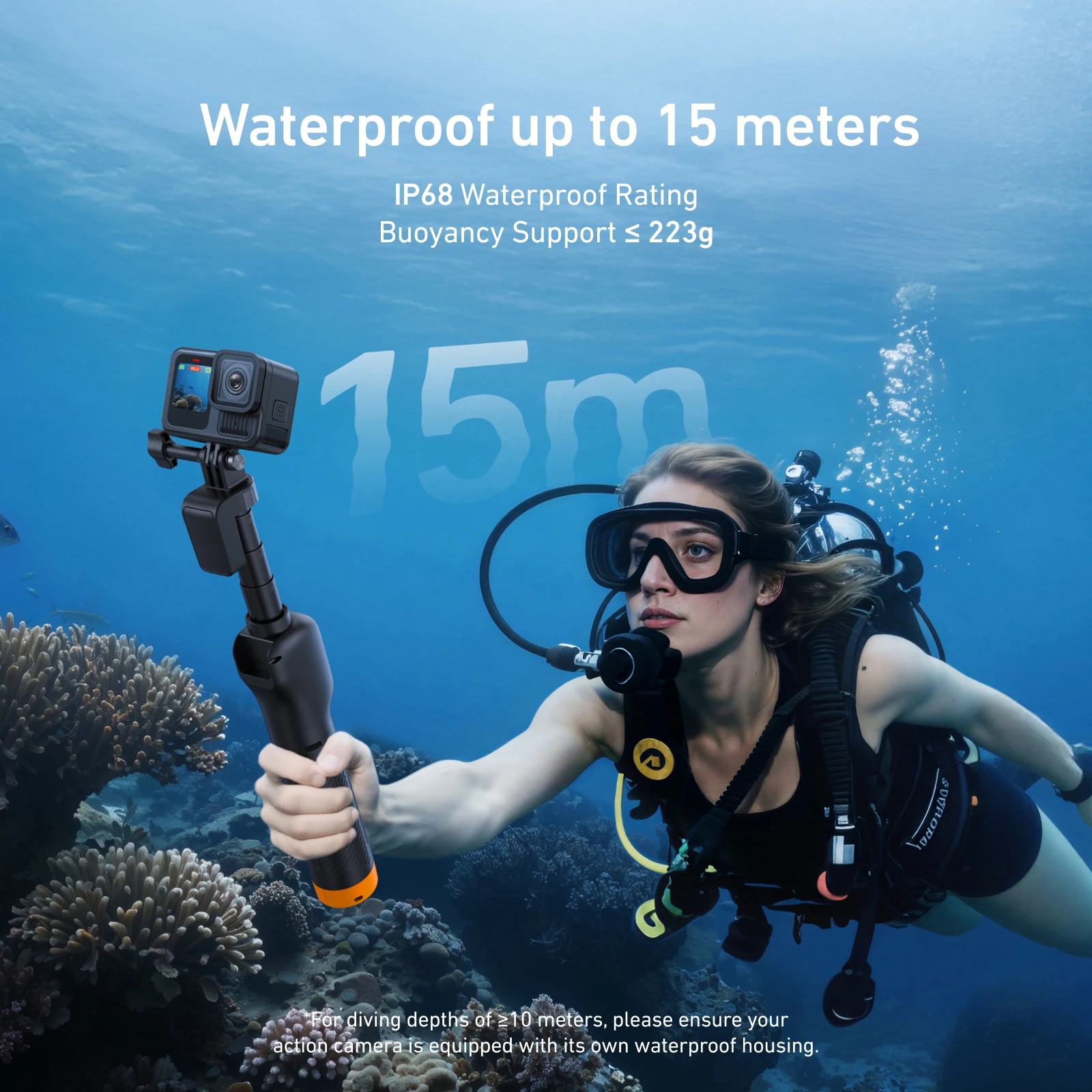TELESIN 3-in-1 Floating Selfie Stick Tripod Remote for GoPro