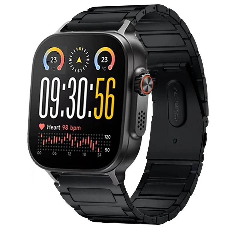 22mm Stainless Steel Men's Smartwatch Bracelet