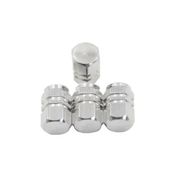 Aluminum Alloy Hexagon Tire Valve Stem Caps - Set of 4 (Silver)
