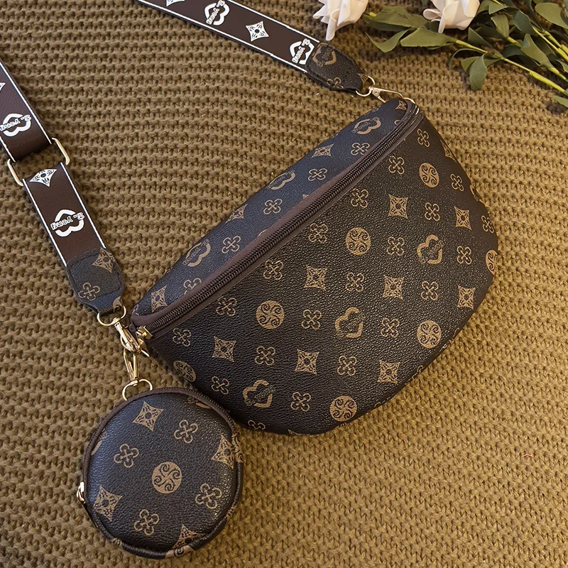 Fashion Flower Pattern Waist Bag Two Sets Mother and Child Women's Bag New Shoulder Crossbody Printing Decoration PU Materia
