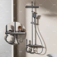 Smart Digital Display Shower System Set Bathroom Grey Bath Showers Set Apartment Bathtub Rainfall Shower Faucet Full Set 1