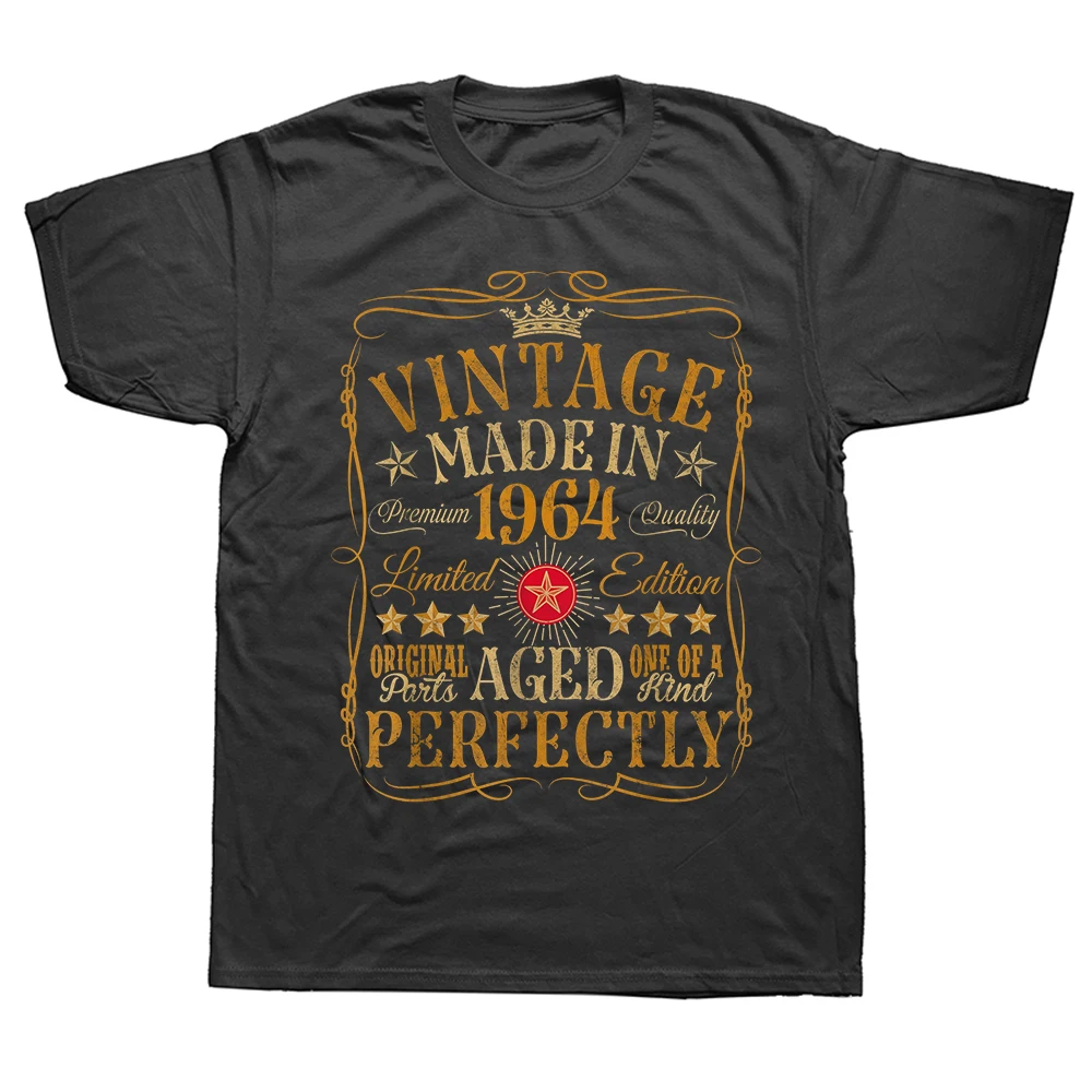 Vintage 60. Geburtstagsdekorationen Vintage 1964 60. Geburtstag T-Shirt Sommer T-Shirt Herren Mode Kurzarm Casual Fitness T-Shirt