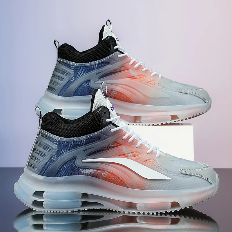 Spring and Summer Men's Fashionable Street Style Walking Shoes, Suitable for Outdoor Activities in All Seasons, Comfortable Non-Slip Lace-Up Sports Shoes for Men