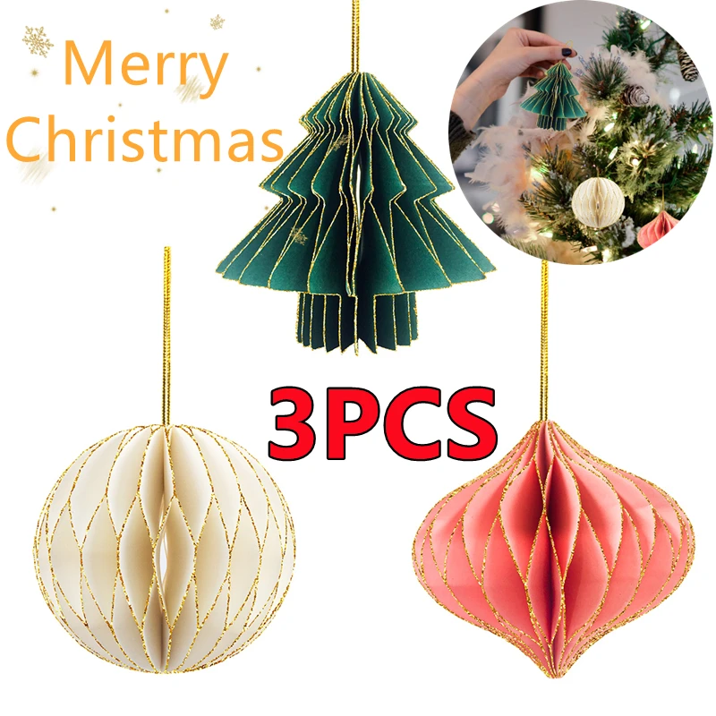 1pc Paper Honeycomb Decor With Christmas Tree Shape, Ideal For