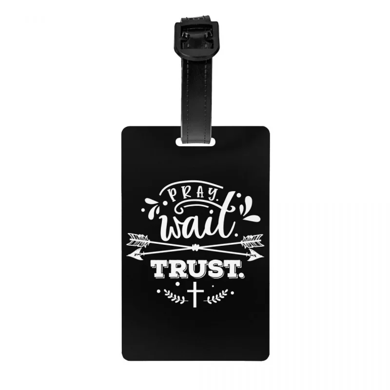 

Pray Wait Trust Luggage Tags for Suitcases Jesus Christian Quote Privacy Cover Name ID Card