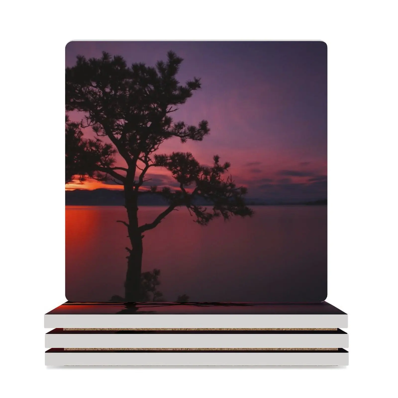 

Montana sunset across Flathead Lake, Bigfork Montana Ceramic Coasters (Square) customized tea cup holders pot Coasters