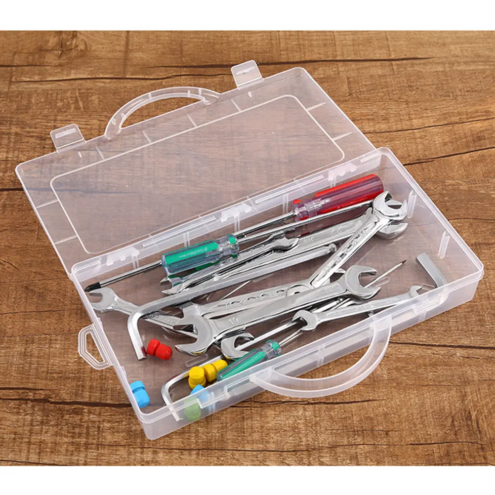 플라스틱 보관 상자 투명하고 튼튼한 케이스, 힌지형 뚜껑 버클 잠금 장치, 먼지 방지 다용도 정리함 (공구, 보석류)