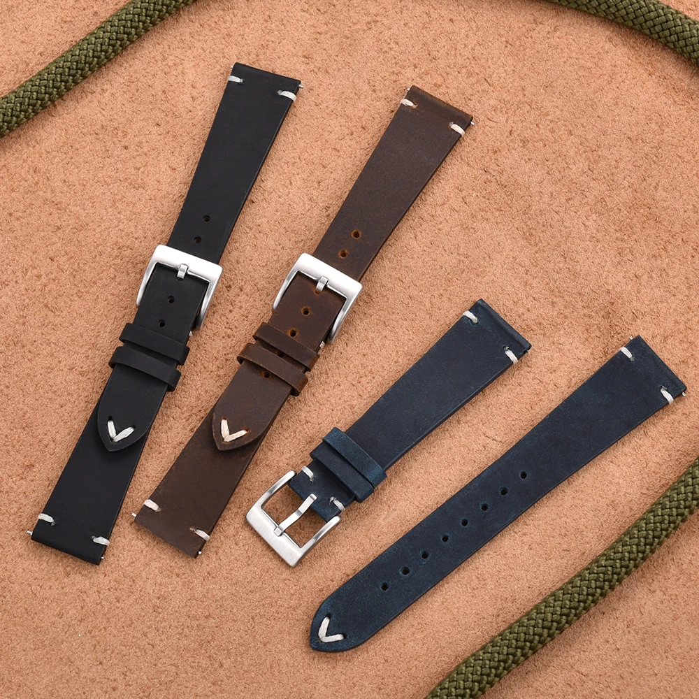 Vintage Handcrafted Distressed Leather Watch Strap - Retro Western Unisex Style, Perfect