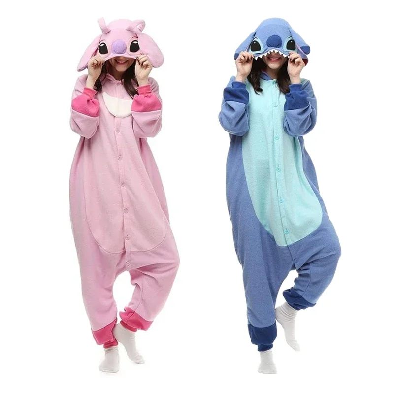 Pink and Blue Stitch Onesies Animal Adult Kigurumi Anime Cartoon Cosplay Sleepwear Outfits Jumpsuit