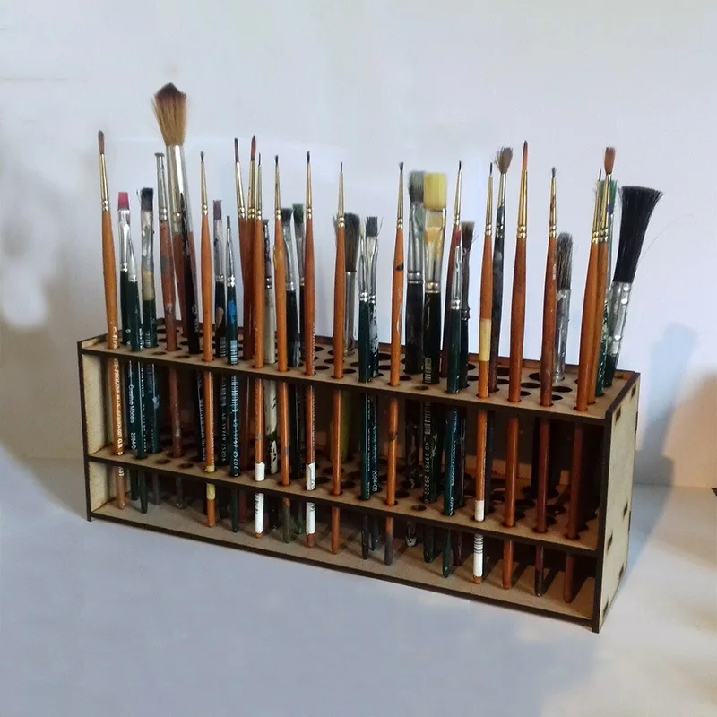 67 Wall Mounted Freestanding Detachable Wooden Brush Holder paintbrush holder