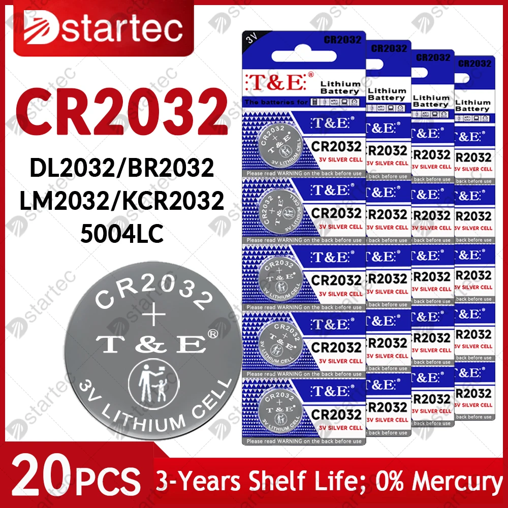 DSTARTEC-Pile bouton au lithium CR2032 3 V, 200mAh, pile bouton 24