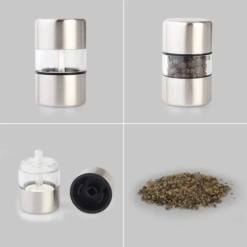 Salt And Pepper Grinder Herb Grinder Manual Salt Pepper Grinder Stainless Steel Portable Mini Mill Grinder Herb Pepper Spice Rose Salt Kitchen Grinding Gadgets