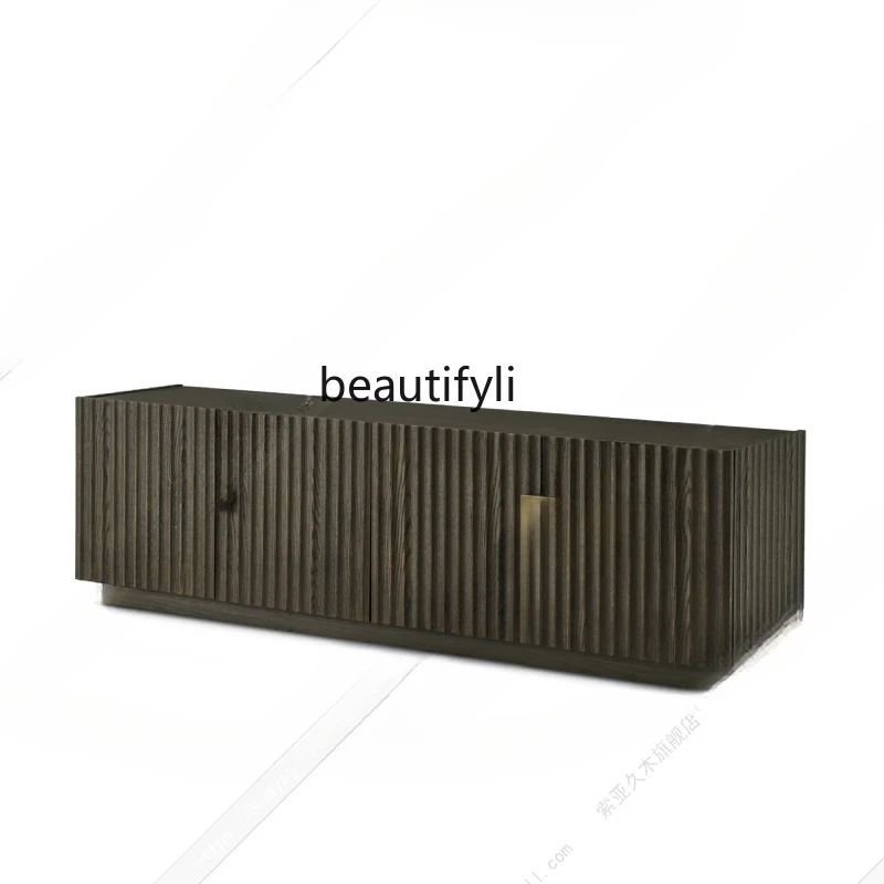 Nordic Retro TV Cabinet Ash Floor Cabinet Storage Simple Designer Small Apartment Light Luxury