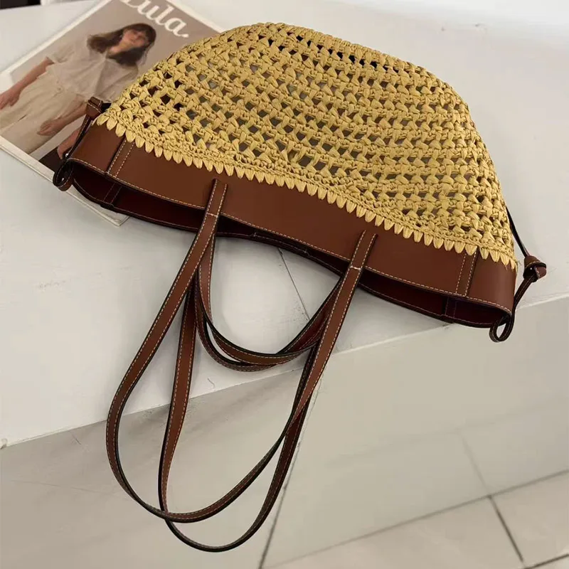Borsa a spalla donna in paglia intrecciata borsa secchiello chic_voghion.com