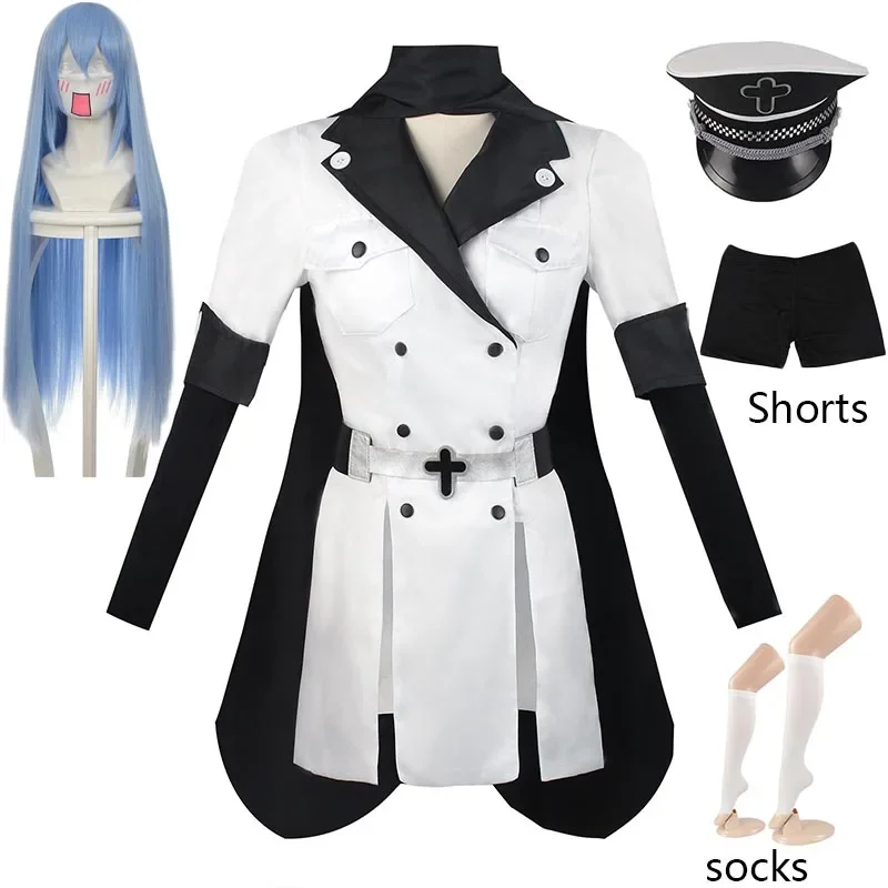 

Cosplay Anime Esdeath Empire Cosplay Costume Manga General Uniform with Hat Wig Socks for Halloween Outfit