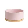 350ml Pet Control Water Feeder,Thermal Cat Water Electric Wood Bowl,With Bowl,With Thermostatic Base,Heating Ceramic Heated