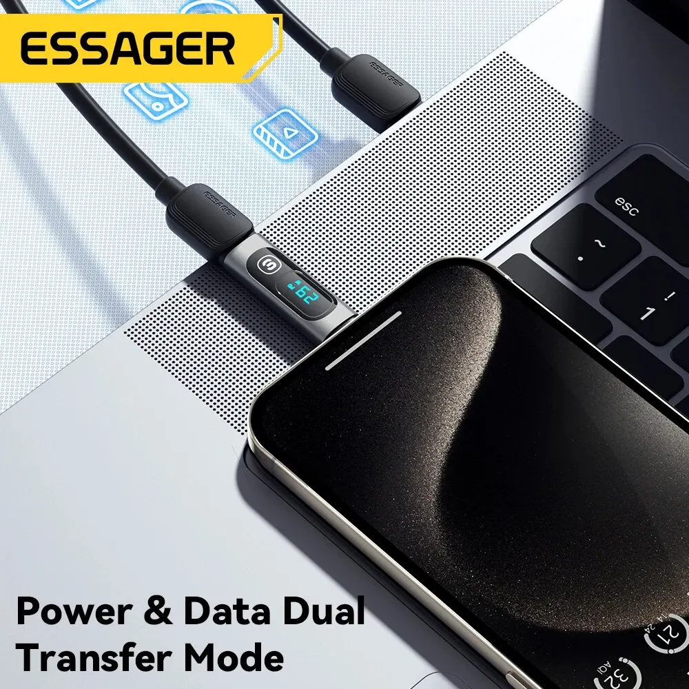 OTG Adapter Essager USB 2.0 240W Fast Charging USB C To Type C Display Adapter for Samsung Xiaomi Huawei Lenovo