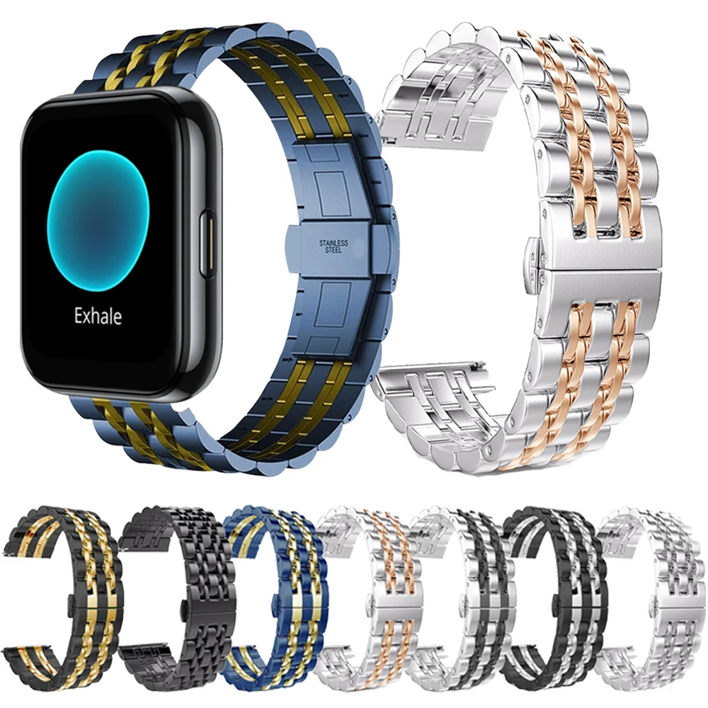

Ремешок из нержавеющей стали для Realme Watch S Pro, металлический сменный Браслет для Realme Watch 2 Pro, 20/22 мм