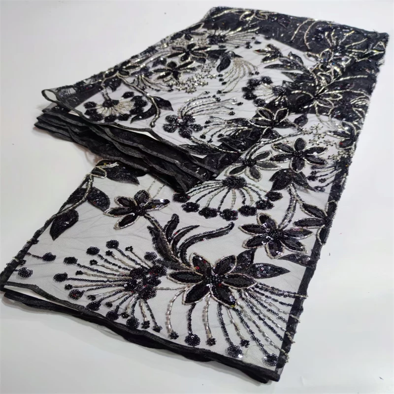 

SJ Lace African Beaded Tulle Mesh Lace Fabric 2022 High Quality Lace Nigerian Net Lace Fabrics For Women Party Wedding yy11-80