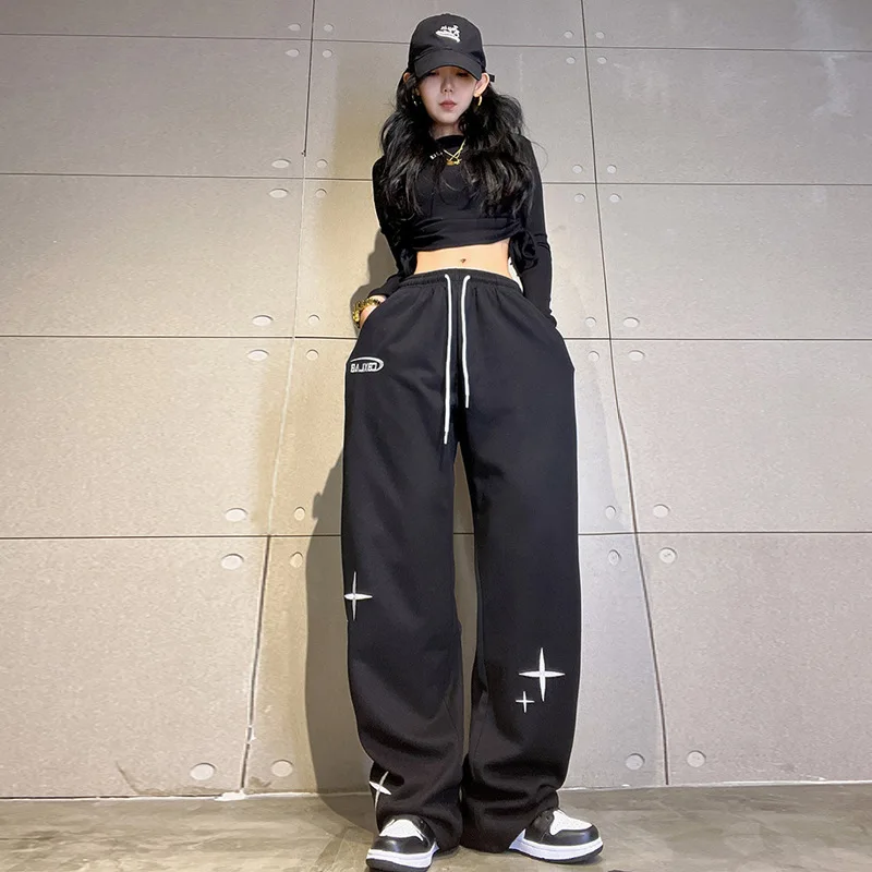 

2023 Harajuku Parachute Pants Women Oversized Cyber Y2k Hip Hop Wide Leg Cargo Trousers Baggy Black Joggers Korean Streetwear