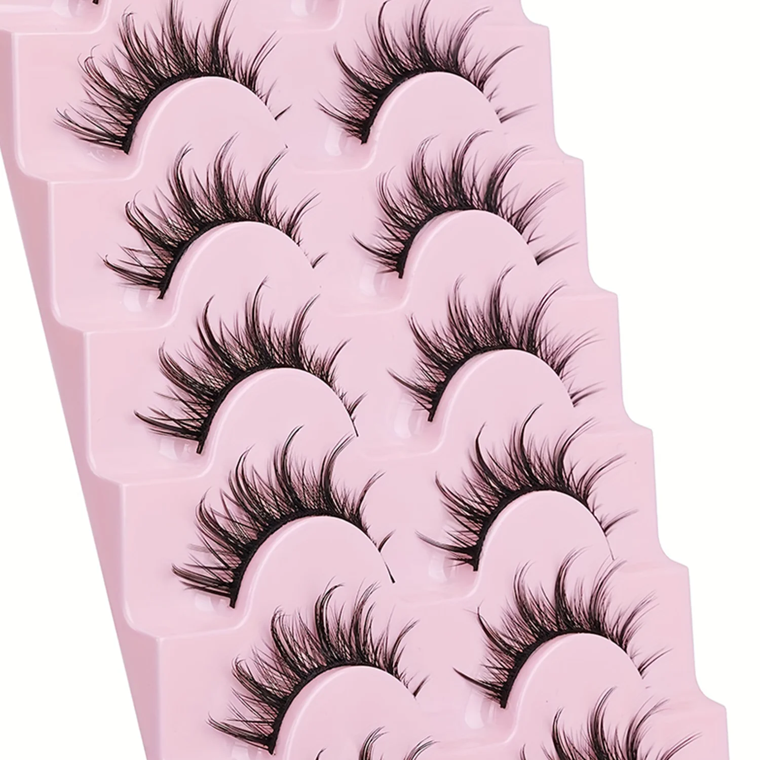 Falsche Wimpern im natürlichen Look, Anime Wispy Fluffy Spiky 3D-Volumen-Wimpern-Packung, koreanisches japanisches asiatisches Cosplay, 7 Paar – Detail 5