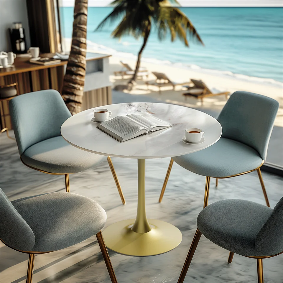 30 Inch Round Black Gold Bistro Dining Table