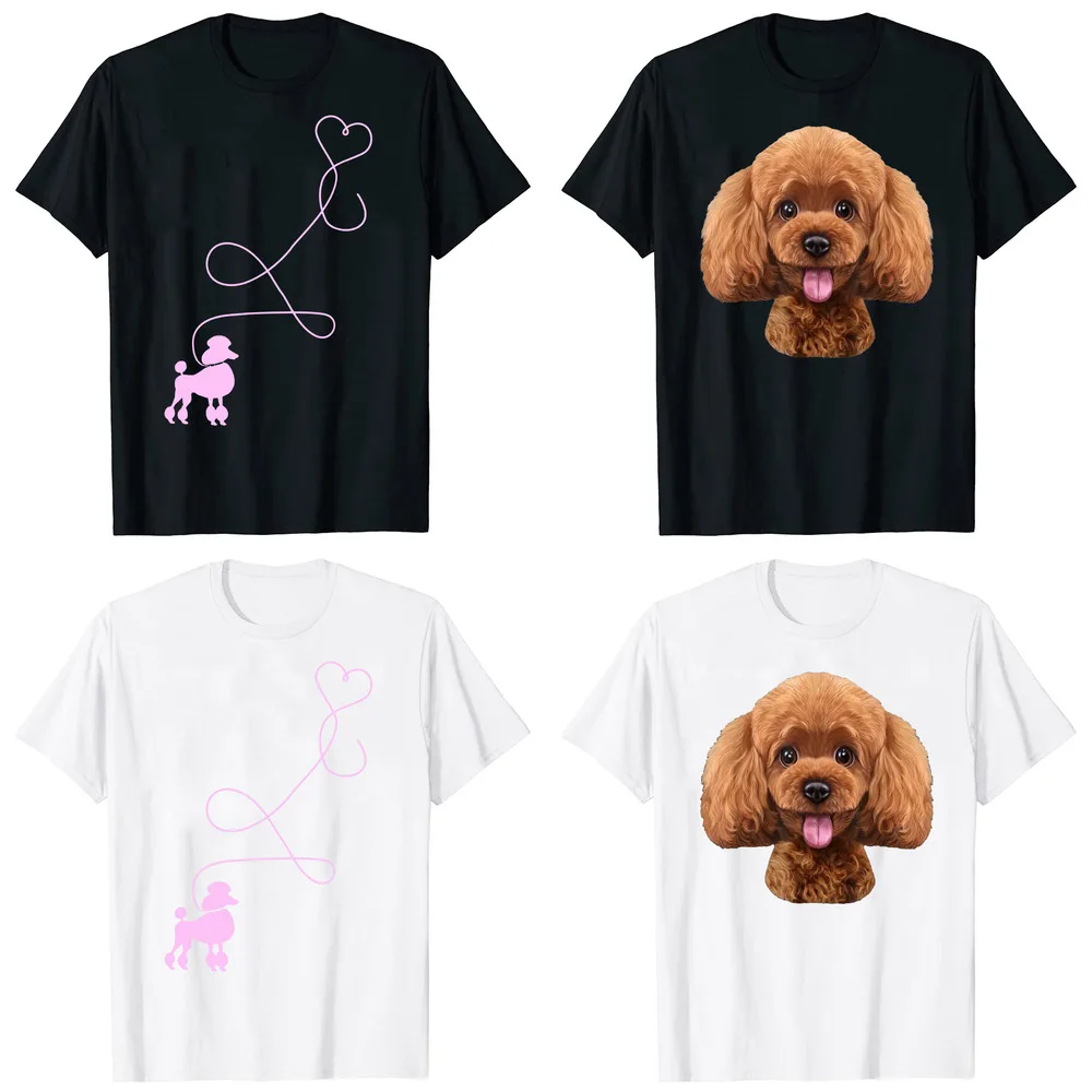 Retro Vintage Hund Geschenke Bunte Coole Pudel T Shirts Sommer Stil Grafik Baumwolle Streetwear Welpen Liebhaber T-shirt Männer_voghion.com