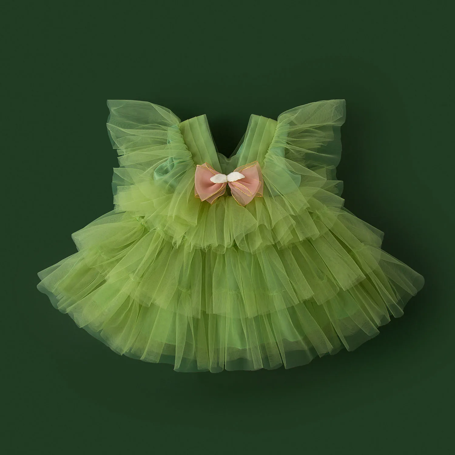 

Милое летнее повседневное причудливое платье для маленьких девочек яблочно-зеленого цвета, Тюлевое платье для маленьких детей, Однотонная юбка-пачка для дня рождения с бантом