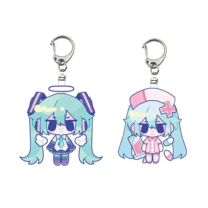 Cartoon Hatsune Miku Cos Figur Design Schlüsselbund Niedlichen Cartoon Mädchen Doppel Anhänger Schwestern Set Anhänger Zubehör Geburtstag Geschenk