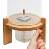 5L Glass Rice Dispenser with Airtight Lid Measuring Cup Wooden Stand Flour Cereal Creative Container for Kitchen Organization 4
