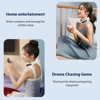 Neck Physical Therapy Massager 15 Gears 6 Modes Cervical Therapy Massage Stimulator USB Charging Vibration Pulse for Home Office 6