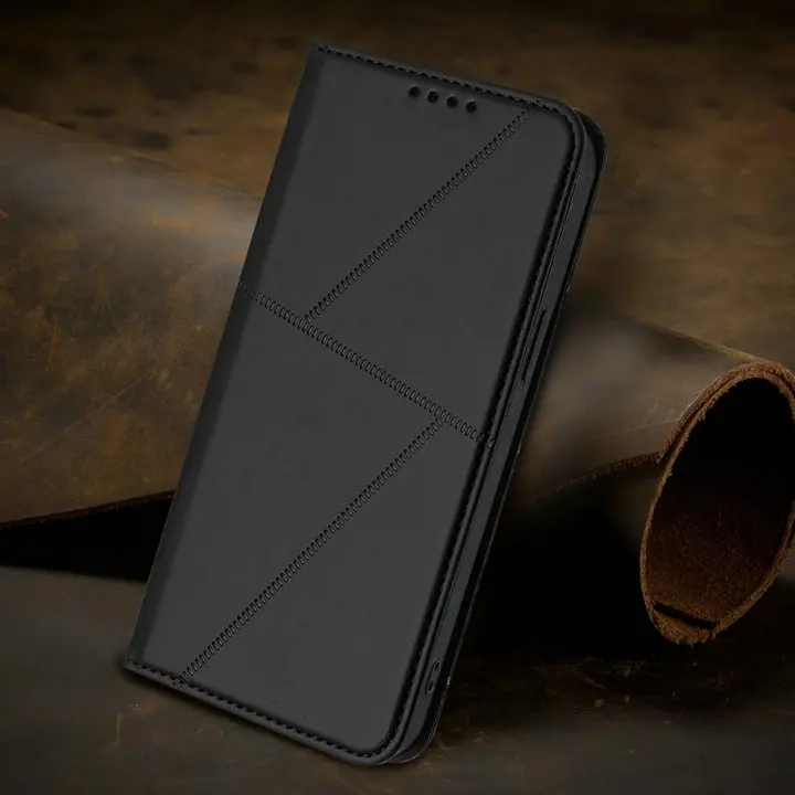 Sleek Magnetic Leather Flip Book Phone Case - Universal Fit