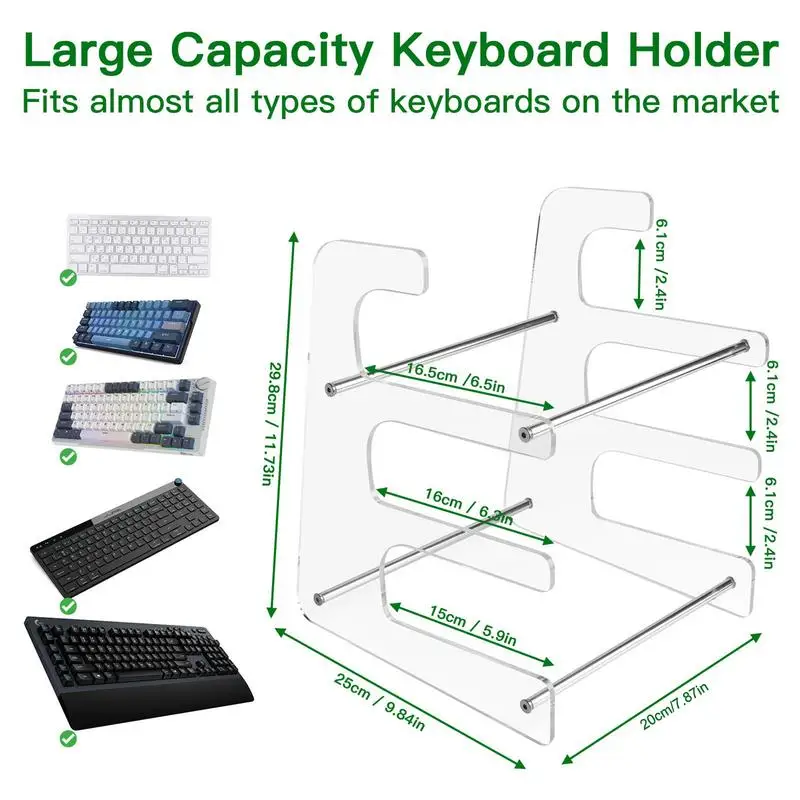Suporte Acrílico Transparente do Teclado Suporte do Computador Cremalheira Mecânica do Teclado Suporte Destacável do Armazenamento Níveis - Imagem 5