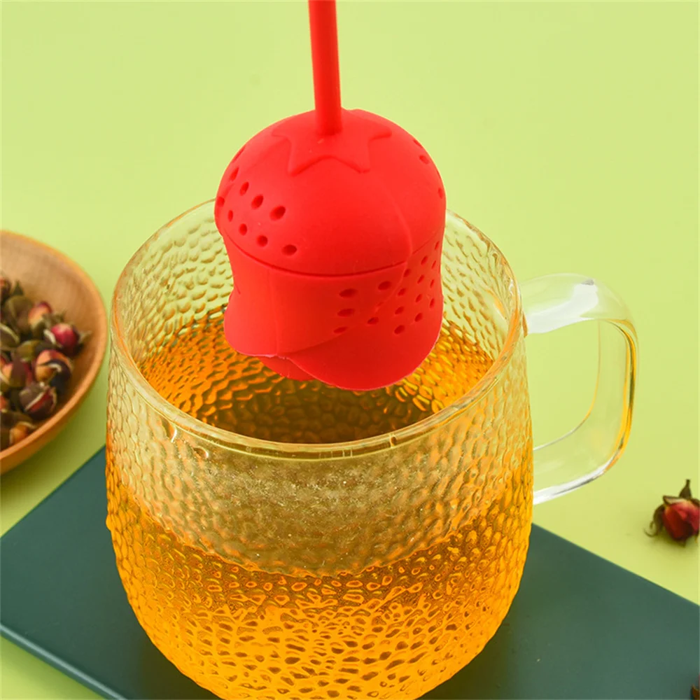 1/2/4PCS Silicone Tea Infuser Teapot Tray Spice Tea Strainer Rose Leaf Shape Detachable Herbal Filter Teaware Accessories